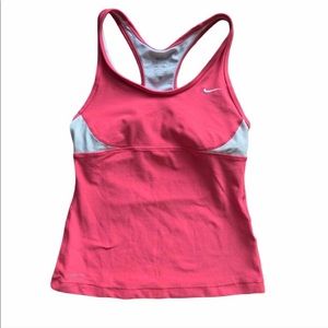 NIKE DRI FIT TANK TOP WITH BRA PINK GYM WORKOUT